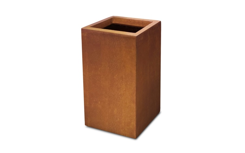 rusty metal garden planter for modern landscaping