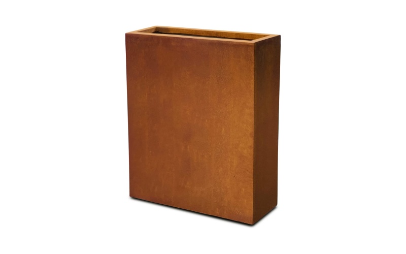 rusty metal garden planter for modern landscaping