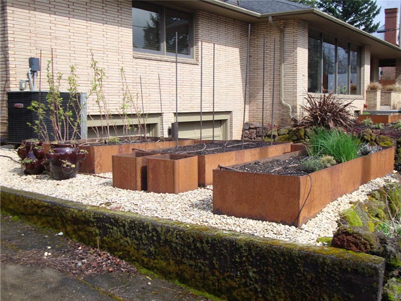 Modern Corten Planters for Public Spaces