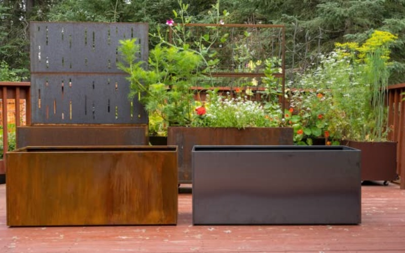 Modern Corten Planters for Public Spaces