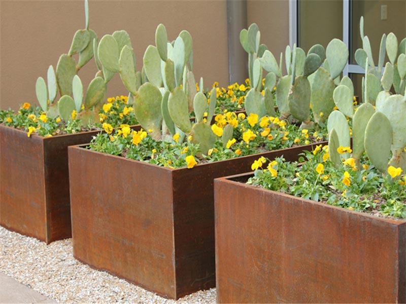 Custom-Sized Steel Planters for Landscapers