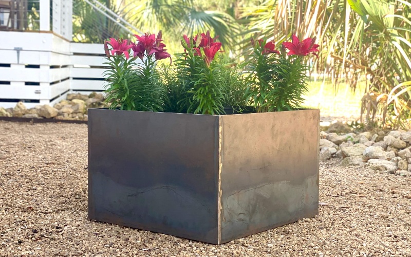 Custom-Sized Steel Planters for Landscapers