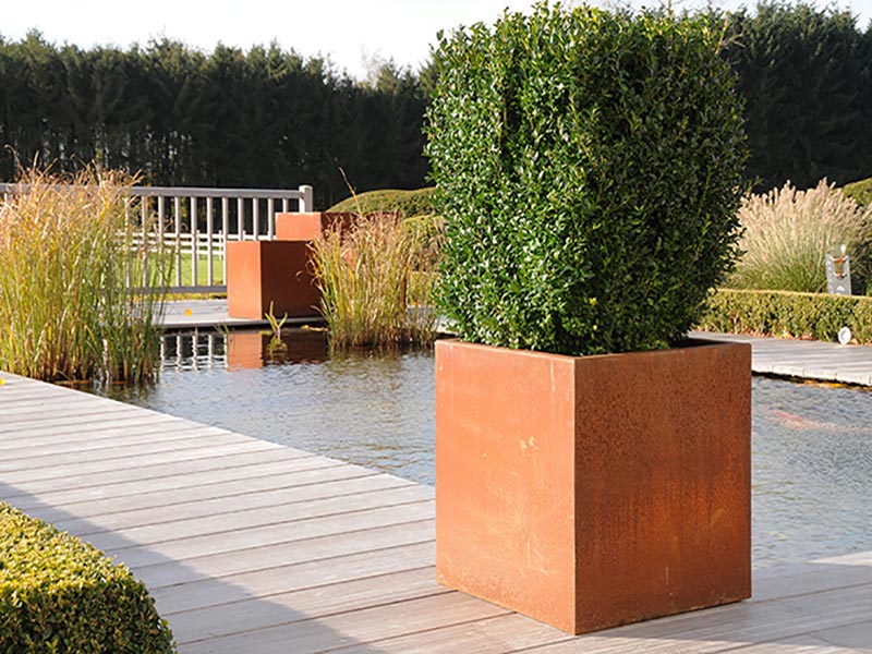 Rooftop Garden Corten Planter Boxes