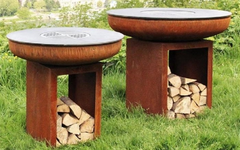 Patio Steel Fire Pit with Cooking Grill - Dual-Use for Restaurants