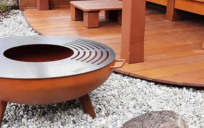 Patio Steel Fire Pit with Cooking Grill - Dual-Use for Restaurants